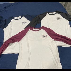 VANS Henley / Baseball 3/4 Sleeve Shirts BUNDLE